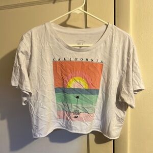 Billabong White California Graphic Crop Top
